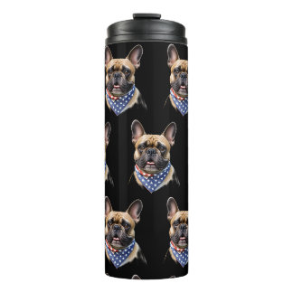 French Bulldog Bandana Labor Day Bulldog Thermal Tumbler