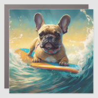 French Bulldog Beach Surfing Painting 