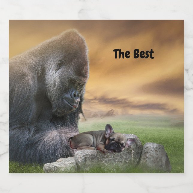 French Bulldog Best Friends French Bulldo Sparkling Wine Label (Single Label)