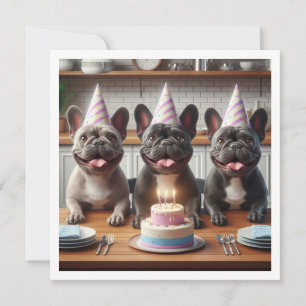 French bulldog birthday card, French bulldog Invitation