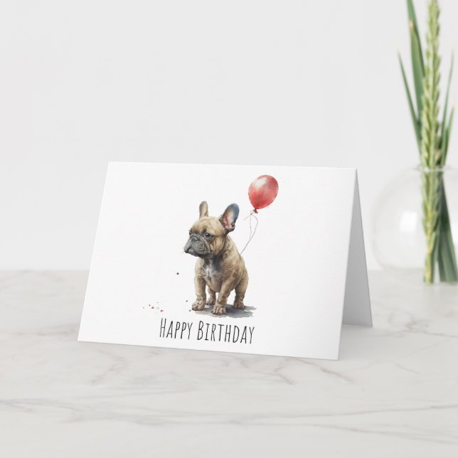 French Bulldog Birthday Card - Frenchie Card  (Front)