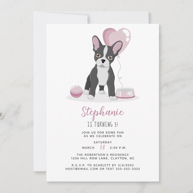 French Bulldog Birthday Invitation (Front)