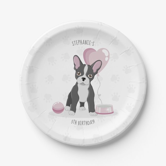 French Bulldog Birthday Paper Plate (Front)