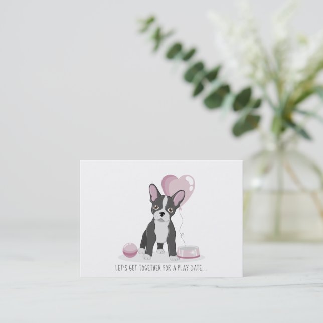 French Bulldog Birthday Play Date Calling Card (Standing Front)