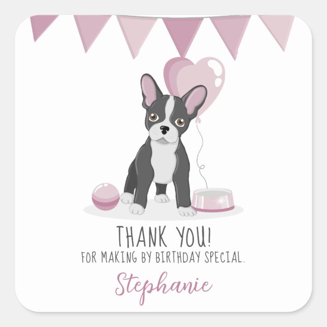 French Bulldog Birthday Square Sticker (Front)