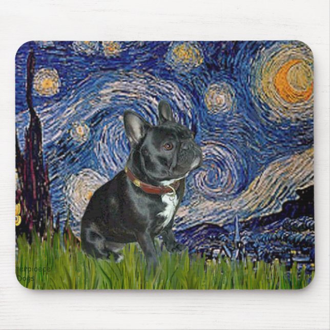 French Bulldog (black 11) - Starry Night Mouse Pad (Front)