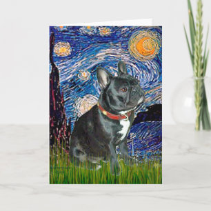 French Bulldog (black 11) - Starry Night (vert) Card
