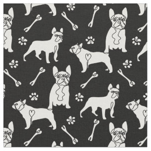 French Bulldog black and white Fabric