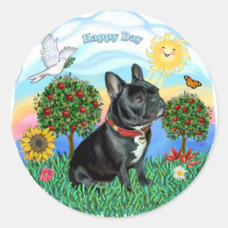 French Bulldog (black-red collar) Classic Round Sticker