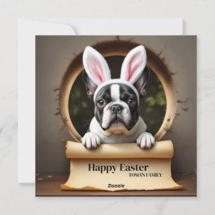 French Bulldog black - with Family Name Holiday Card