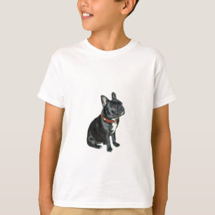 French Bulldog - Black with red collar T-Shirt