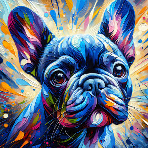 French Bulldog Blue Acrylic Print Colourful Jigsaw Puzzle