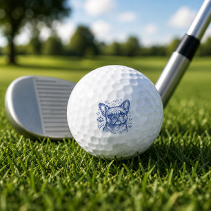 French Bulldog blue lineart doodle frenchie Golf Balls