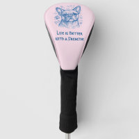 French Bulldog blue lineart doodle frenchie pink