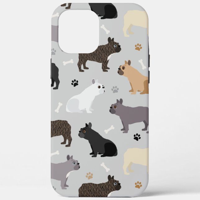 French Bulldog Bones and Paws Grey Case-Mate iPhone Case (Back)