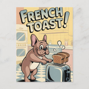 French Bulldog Breakfast Cartoon Art Holiday Postcard