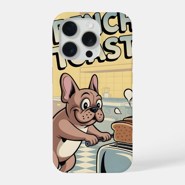 French Bulldog Breakfast Cartoon Art iPhone Case (Back)