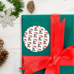 French Bulldog Breed Christmas Dog Pattern Classic Round Sticker