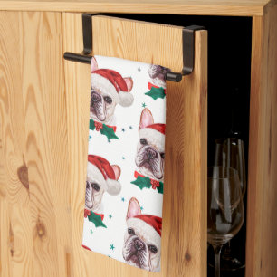 French Bulldog Breed Christmas Dog Pattern Tea Towel