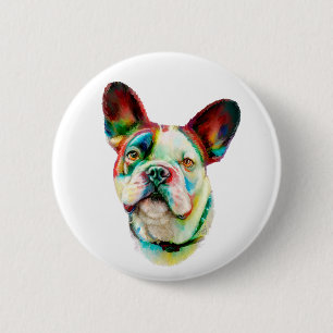 French Bulldog Bright Bust 6 Cm Round Badge