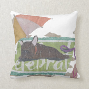French Bulldog, Brindle Frenchie, Colourful, Beach Cushion