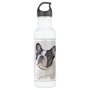 French Bulldog (Brindle Pied) Painting - Dog Art 710 Ml Water Bottle