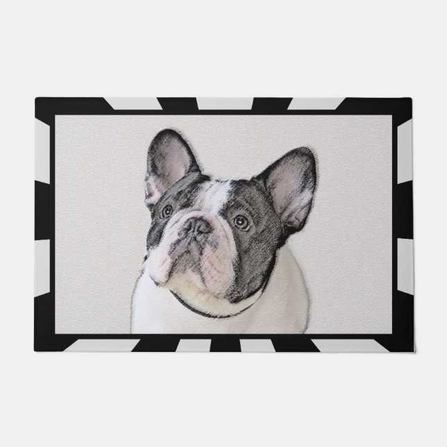 French Bulldog (Brindle Pied) Painting - Dog Art Doormat (Front)