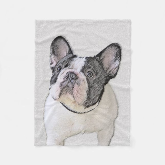French Bulldog (Brindle Pied) Painting - Dog Art Fleece Blanket (Front)