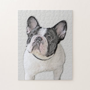 French Bulldog (Brindle Pied) Painting - Dog Art Jigsaw Puzzle
