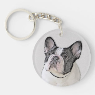 French Bulldog (Brindle Pied) Painting - Dog Art Key Ring