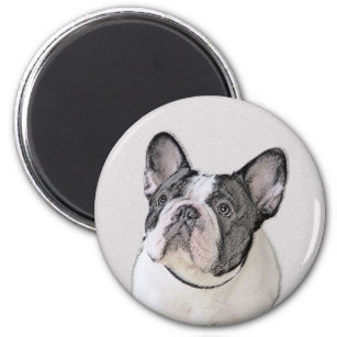 French Bulldog (Brindle Pied) Painting - Dog Art Magnet