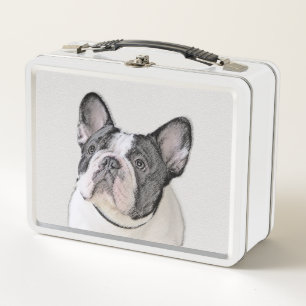 French Bulldog (Brindle Pied) Painting - Dog Art Metal Lunch Box