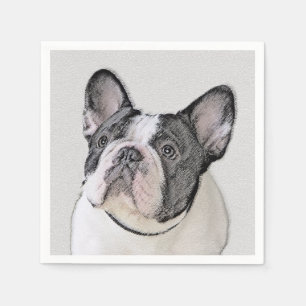 French Bulldog (Brindle Pied) Painting - Dog Art Napkin
