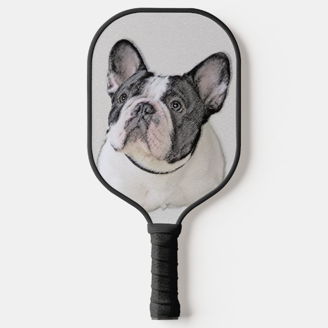 French Bulldog (Brindle Pied) Painting - Dog Art Pickleball Paddle (Front)
