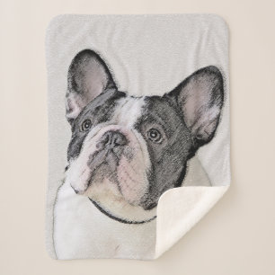 French Bulldog (Brindle Pied) Painting - Dog Art Sherpa Blanket
