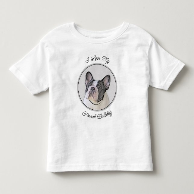 French Bulldog (Brindle Pied) Painting - Dog Art Toddler T-Shirt (Front)