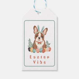French Bulldog Bunny Ears Happy Easter Vibe Gift Tags