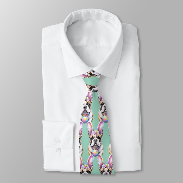 French Bulldog Bunny Easter Bulldogge Tie (Tied)