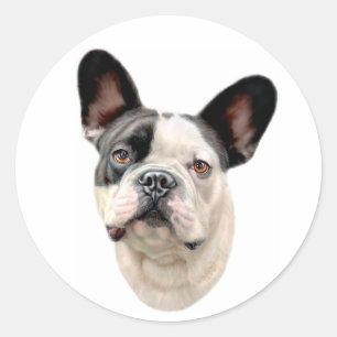 French Bulldog BW Bust Classic Round Sticker
