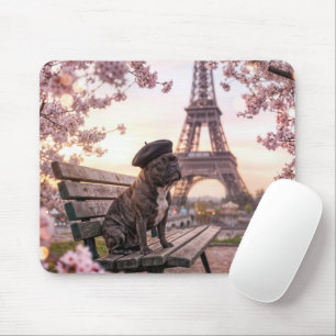 French Bulldog By the Eiffel Tower Mouse Pad