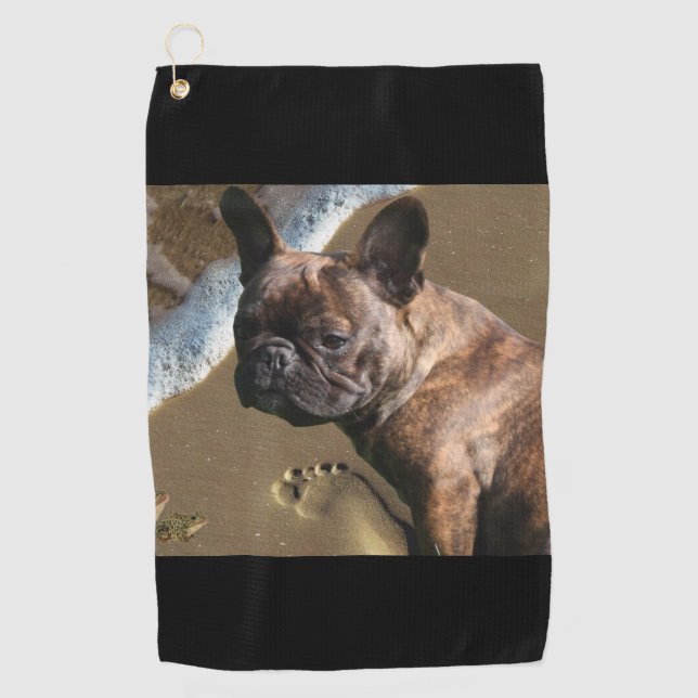 French Bulldog by the Sea Golf Towel (Front)