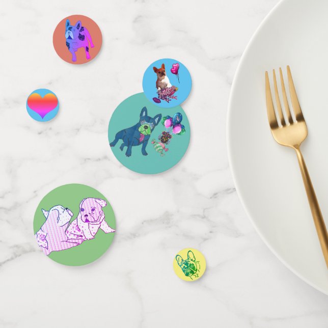 French Bulldog Cartoon French Bulldog Confetti (Group)