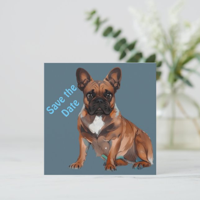 French Bulldog Cartoon French Bulldog Save The Date (Standing Front)