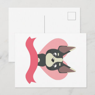 French Bulldog Cartoon On Heart Postcard