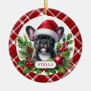 French Bulldog Ceramic Circle Ornament