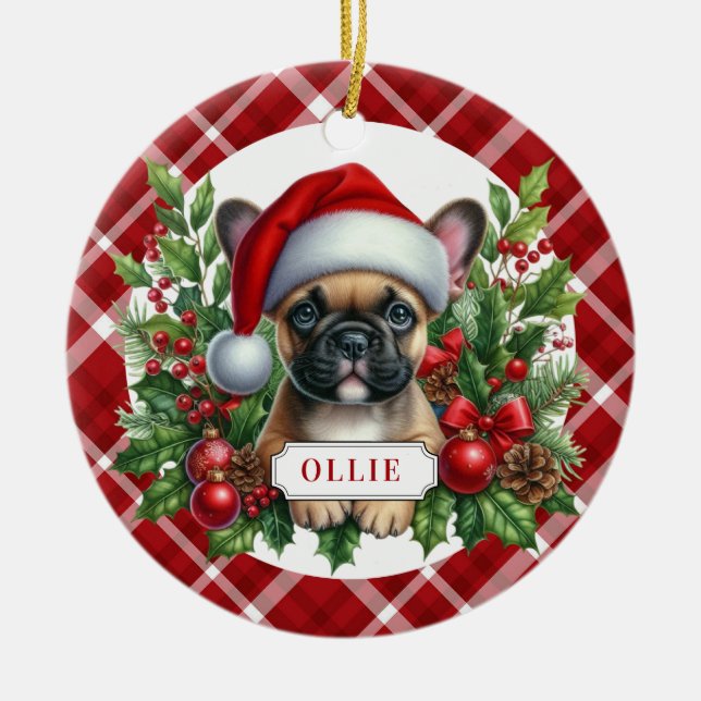 French Bulldog Ceramic Circle Ornament (Front)