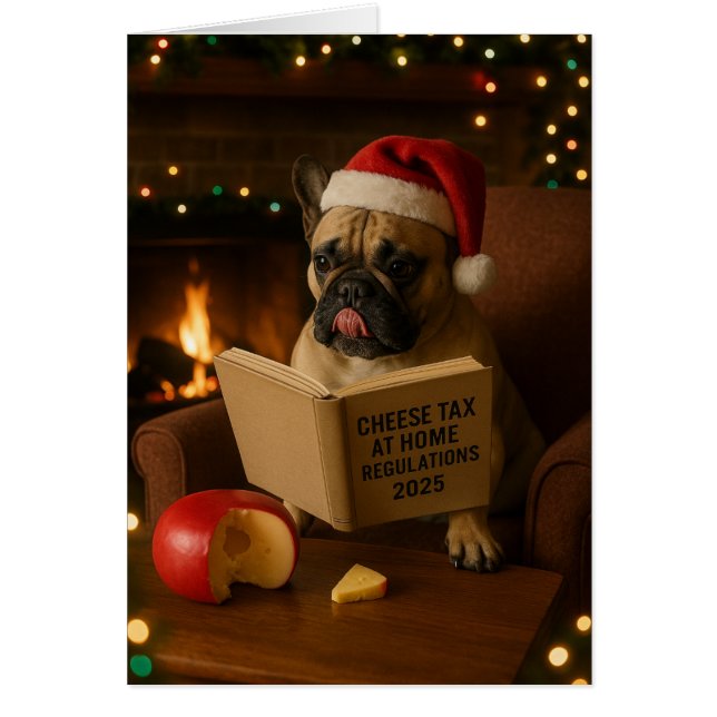 French Bulldog 'Cheese Tax' Christmas card (Front)