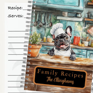 French Bulldog Chef Spiral Recipe Book