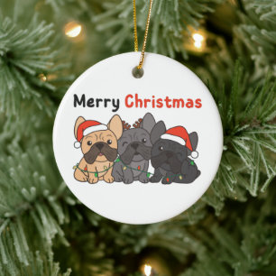 French Bulldog Christmas Animals Cute Dogs Ceramic Ornament