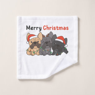 French Bulldog Christmas Animals Cute Dogs Wash Cloth